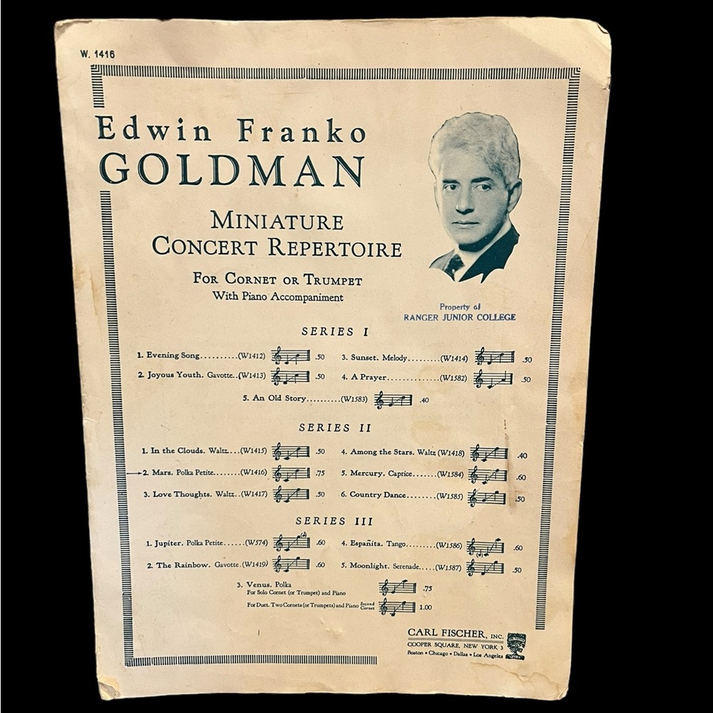 Vintage Edwin F. Goldman Miniature Concert Repertoire Cornet Trumpet Sheet Music